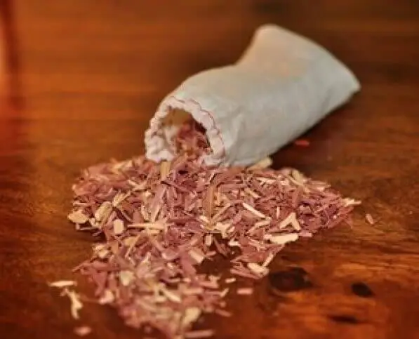 Cedar chips in a bag to freshen clothes that have been in storage